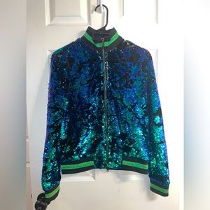 Sequin Varsity Bomber Jacket
